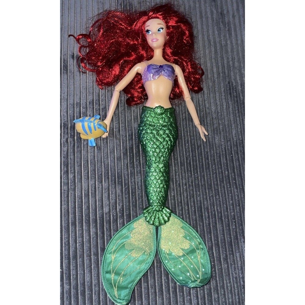 Disney Store Ariel The Little Mermaid 17” Singing Princess Doll Flounder
